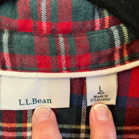 L.L.Bean Womens Christmas Scotch Plaid Flannel Nightgown Size Large Red XM EXC - Picture 3 of 10